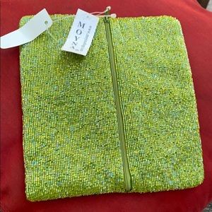 MOYNA lime green beaded purse